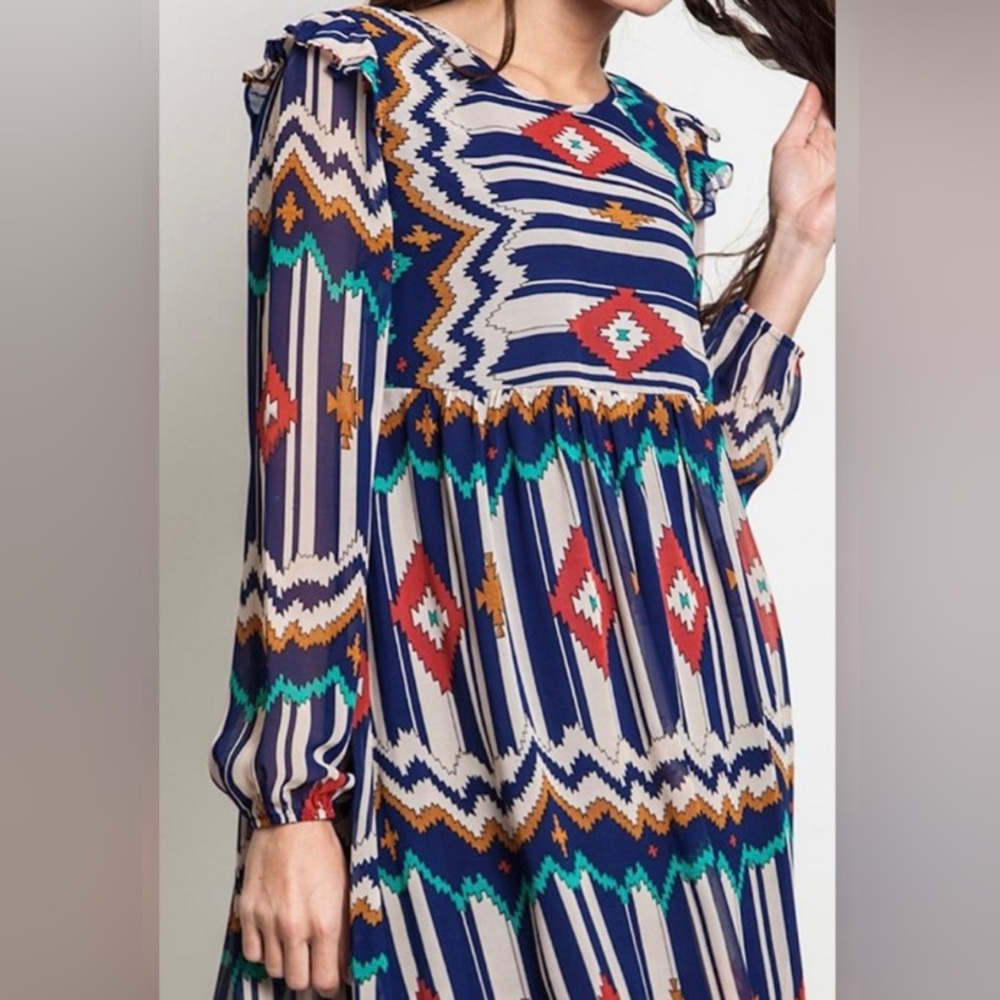 Umgee U.S.A tribal hippy boho fully lined dress